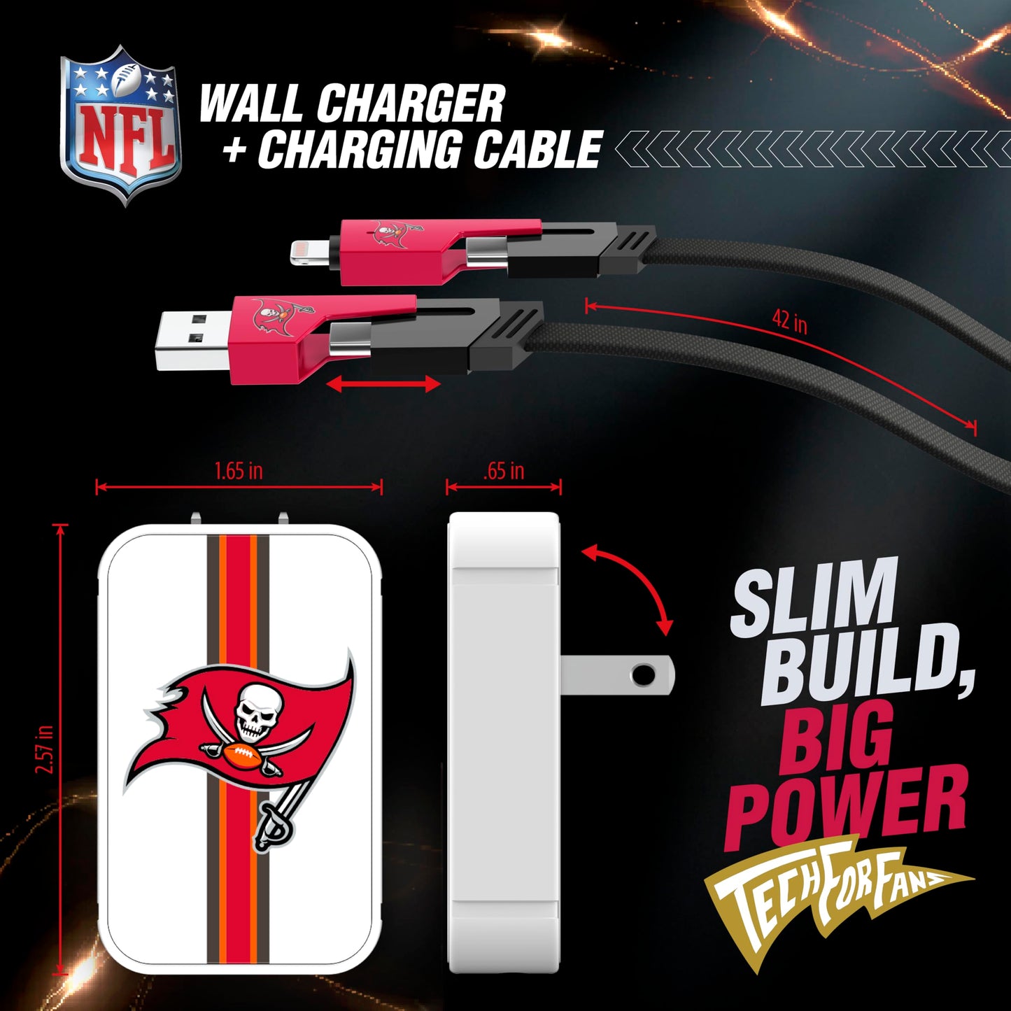 SOAR NFL Slim Wall Charger and 4 in 1 Multi Charging Cable, Seattle Seahawks