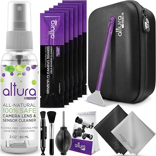 Altura Photo Professional Camera Cleaning Kit for Full Frame DSLR & Mirrorless Cameras - Lens and Sensor Cleaner - Includes Case, Spray, Swabs