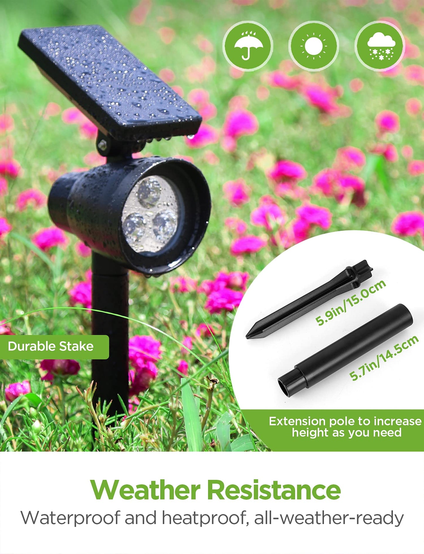 InnoGear Solar Lights for Outside, Outdoor Landscape Spotlight Waterproof Security Lighting Adjustable Auto On/Off for Patio Deck Yard Garden Pool