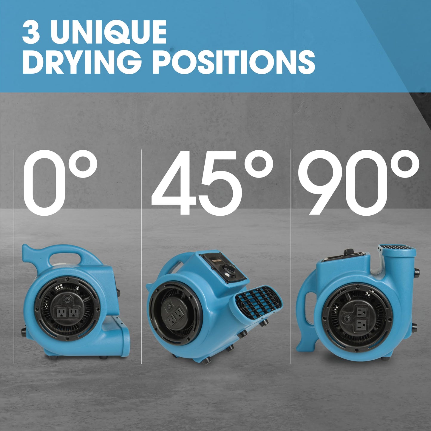 PURAERO Mini Air Mover | Carpet Dryer and Blower Fan | High-Velocity Floor Fan for Crawlspaces, Attics, Basements, Bathrooms | 1/5 HP 800 CFM | Water