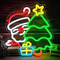 Santa Neon Sign Christmas Dimmable Christmas tree neon sign christmas Led Sign for window Light Up Sign for Home Party Bedroom Dining Room Living Room