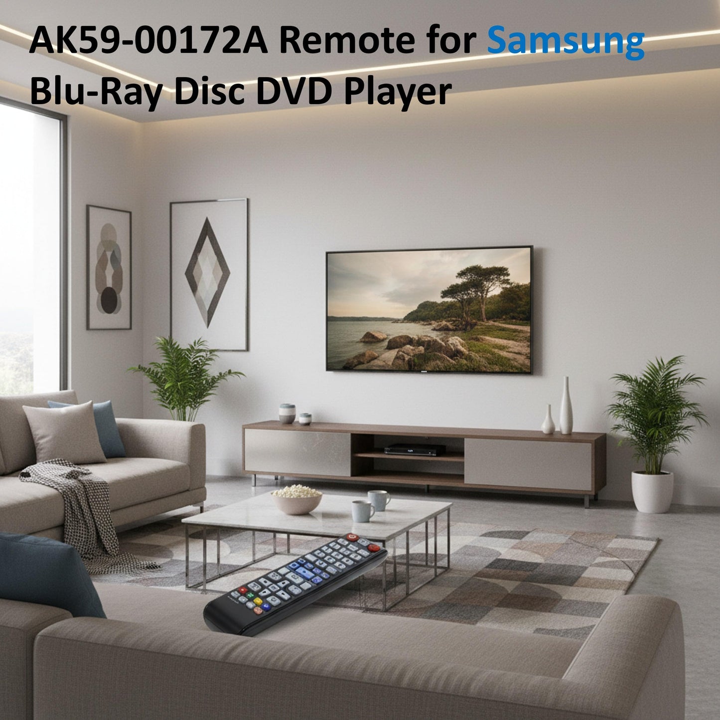 New AK59-00172A Remote Control Replacement for Samsung BD-F5700 BDHM57CZA BD-H6500 BD-H6500/ZA DVD BD Blu-Ray Disc Player