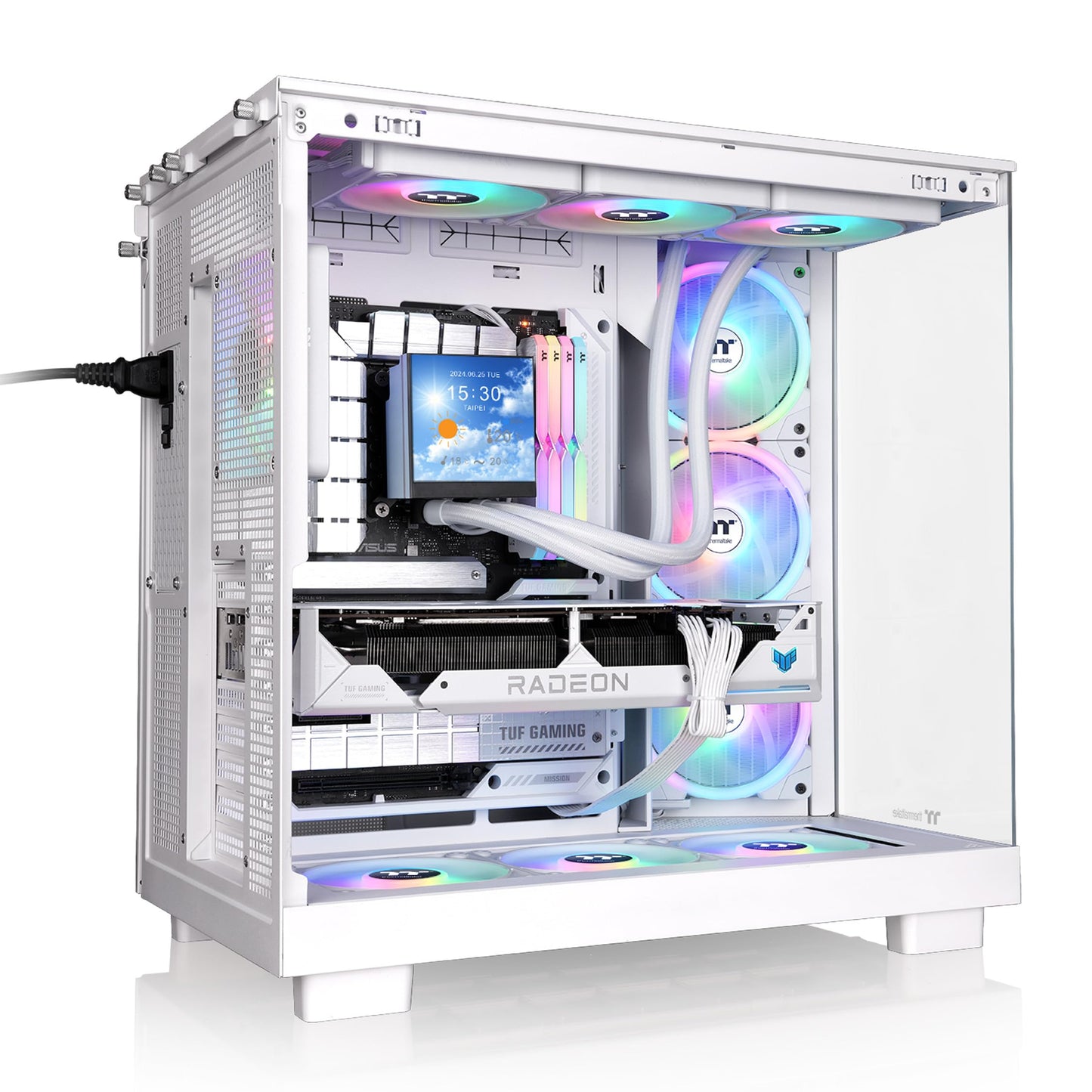 Thermaltake View 380 XL WS ARGB; Mid Tower Chassis; Side Wood Trim; 4x120mm ARGB Lite Fans Included; 420mm GPU Clearance; ATX/mATX/mITX; Hidden