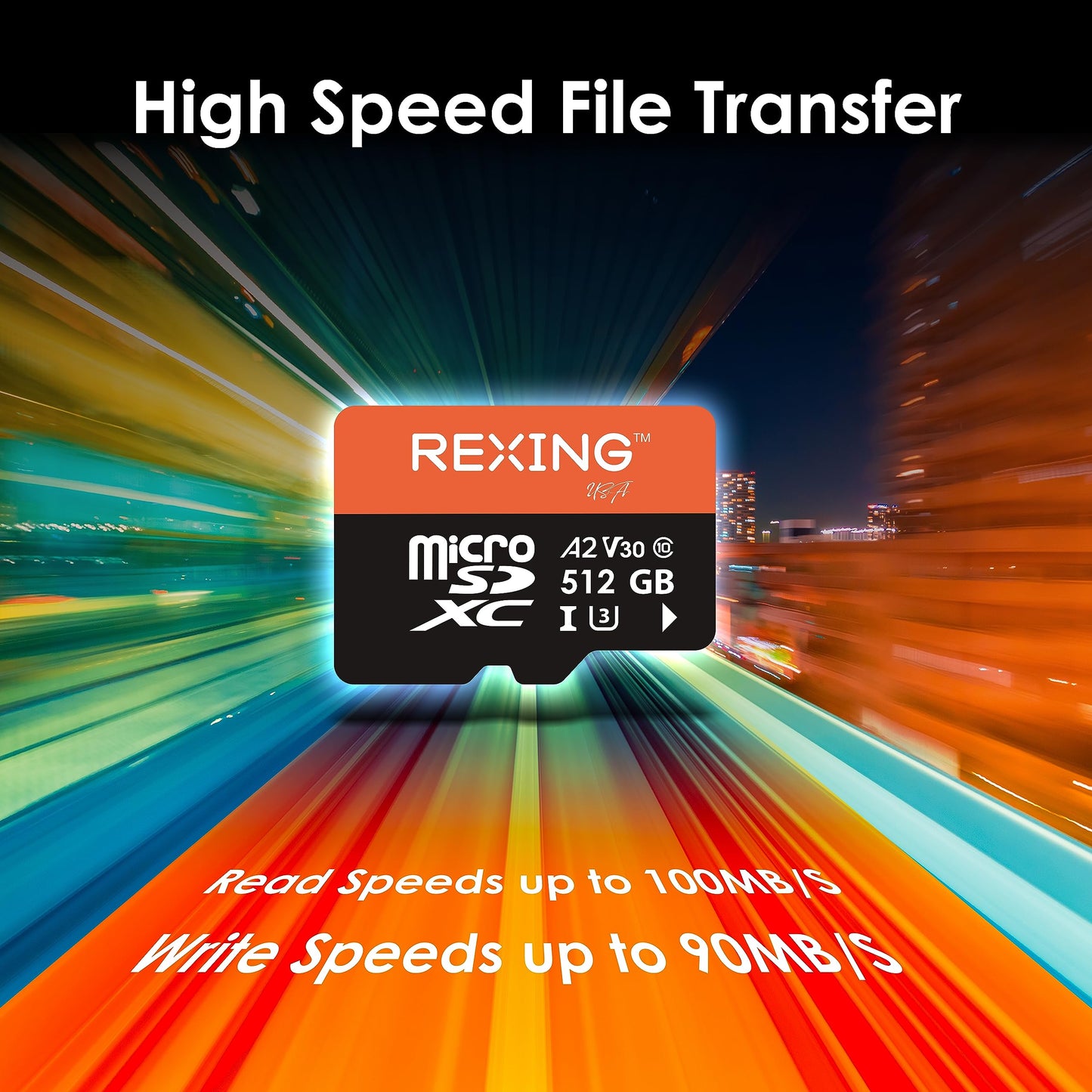 RexingUSA 512GB MicroSD Card - 512GB Memory Card for Dash cam, Class 10, A2, V30, U3, 4K Video Recording, UHS-3, High-Speed Card