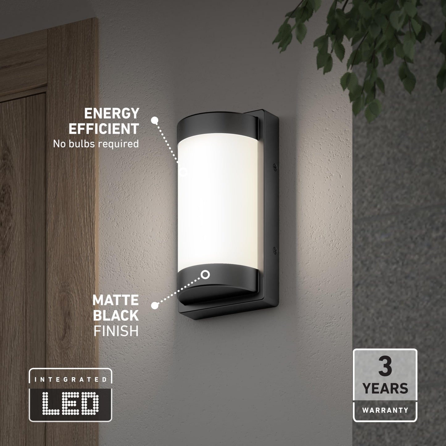 artika Fogo LED Outdoor Wall Sconce, Matte Black Finish, Dimmable & Energy-Efficient, 5 Adjustable White Light Settings (2700K-5000K)