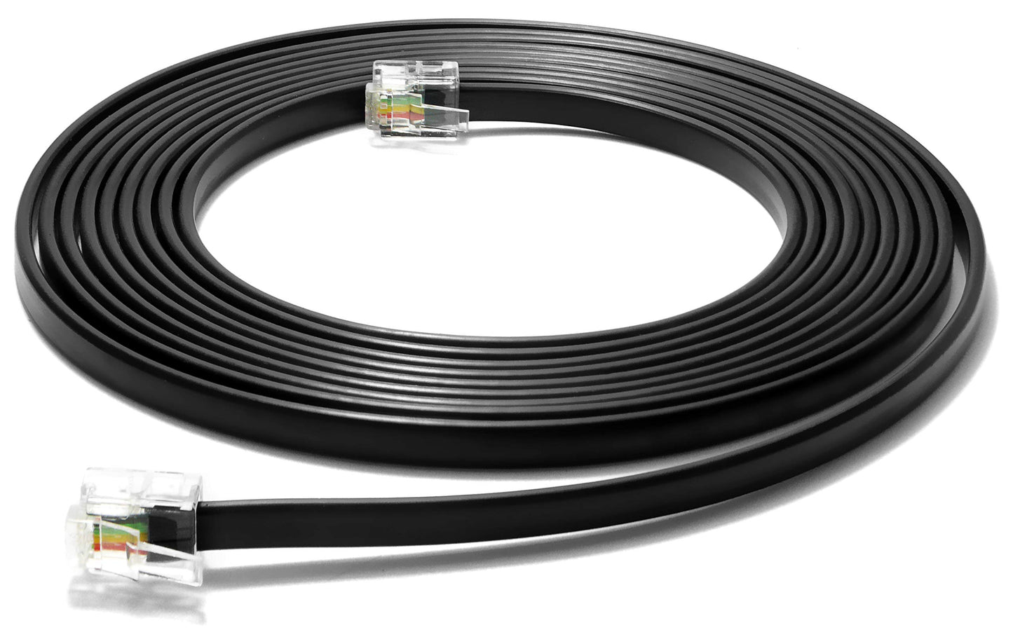 RetailAndBulk 8FT RJ11 Telephone Cord - Pro Grade 4-Wire Landline Phone Cable, 100% Copper, Heavy Duty PVC Jacket, Thick Gold Contacts for Phone, Fax