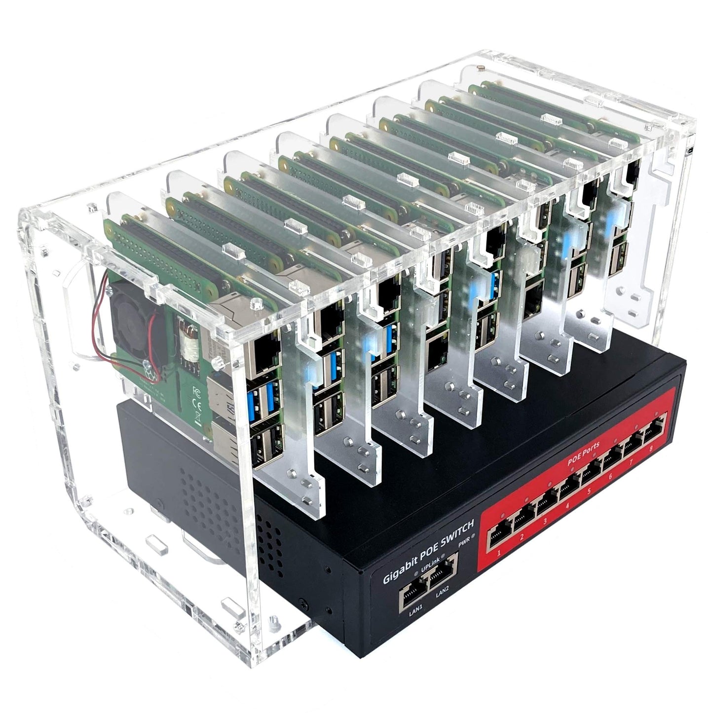 Cluster Case for Raspberry Pi5/Pi4/Pi3 and Other Single Board Computers | Cloudlet Case - Clear