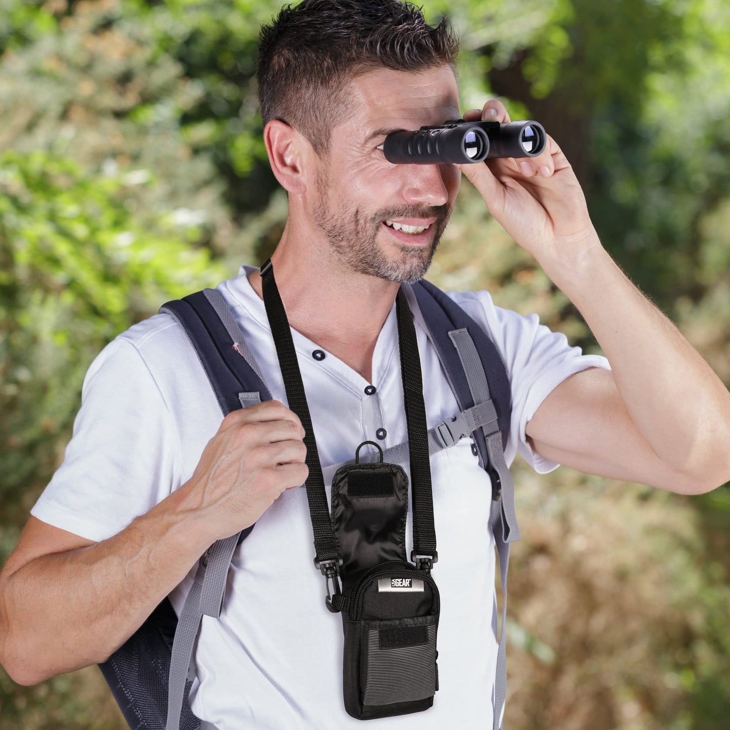 USA Gear Small Binocular Case - Compact Binocular Case w/Shoulder Strap, Belt Loop, Weather Resistant Exterior - Compatible with POLDR 12x25, WRNRN