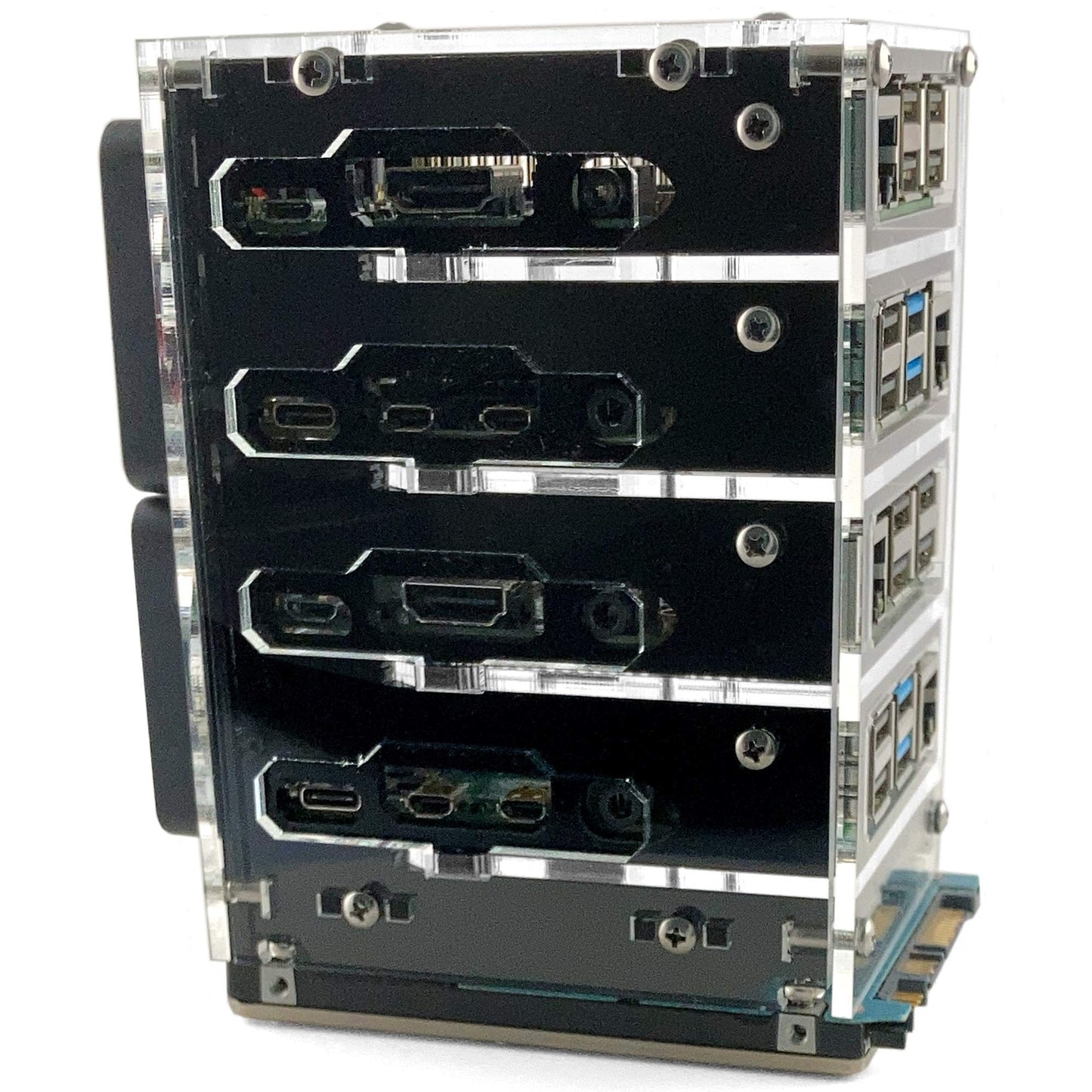 C4Labs Zebra Bramble Cluster Fan Case - Raspberry Pi 4B & 3B+ (4 Stack, Black Ice)