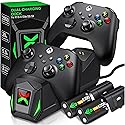 Upgraded Controller Charger Station with 2x6200mWh Rechargeable Battery Packs for Xbox One/Series X|S, Dual Charging Dock for Xbox One Battery Pack