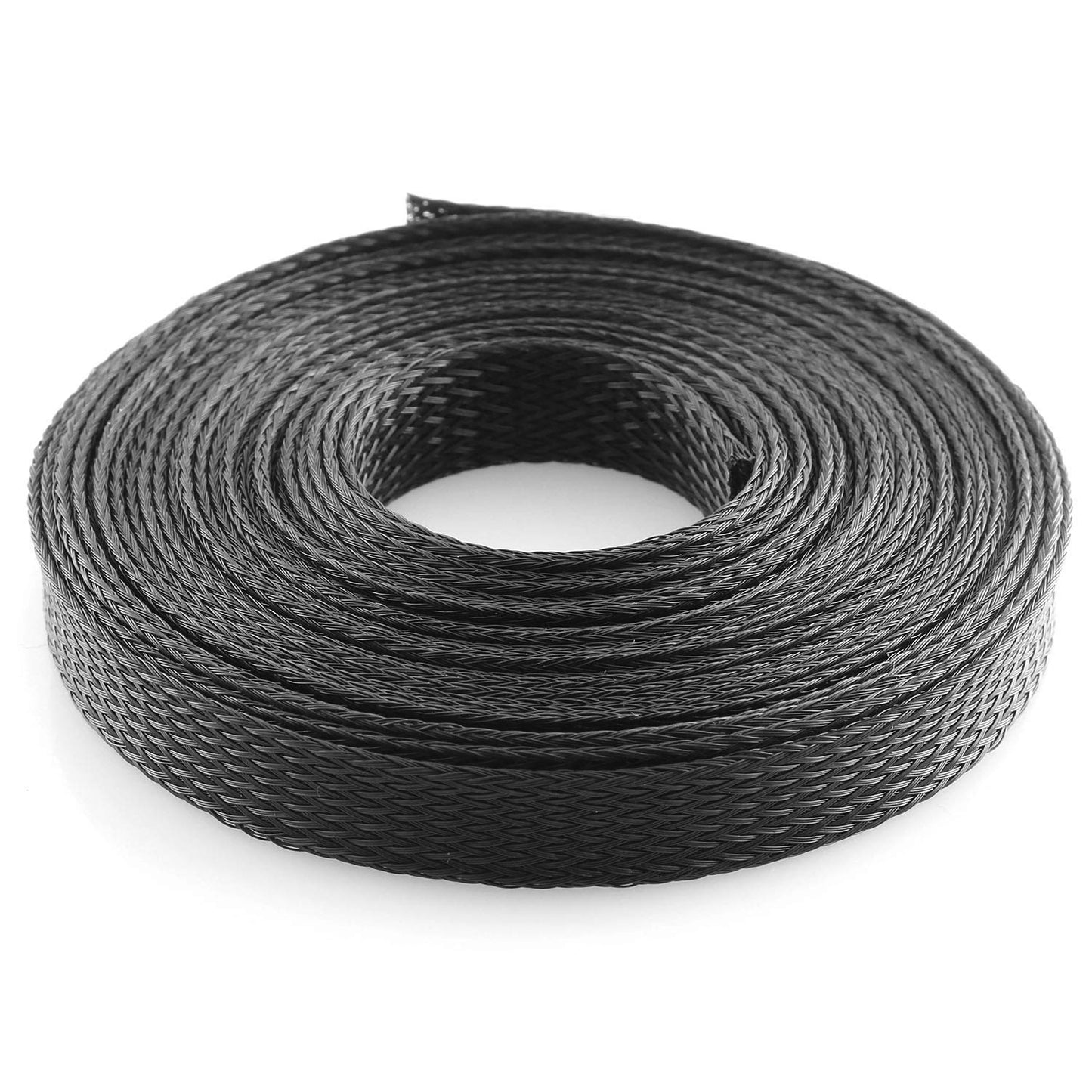 DGZZI Braided Wire Sleeve 16.4ft 1/2 Inch Flame-Retardant Black Expandable Braided Cable Sleeving for Automotive Wire Audio Video and Other Home