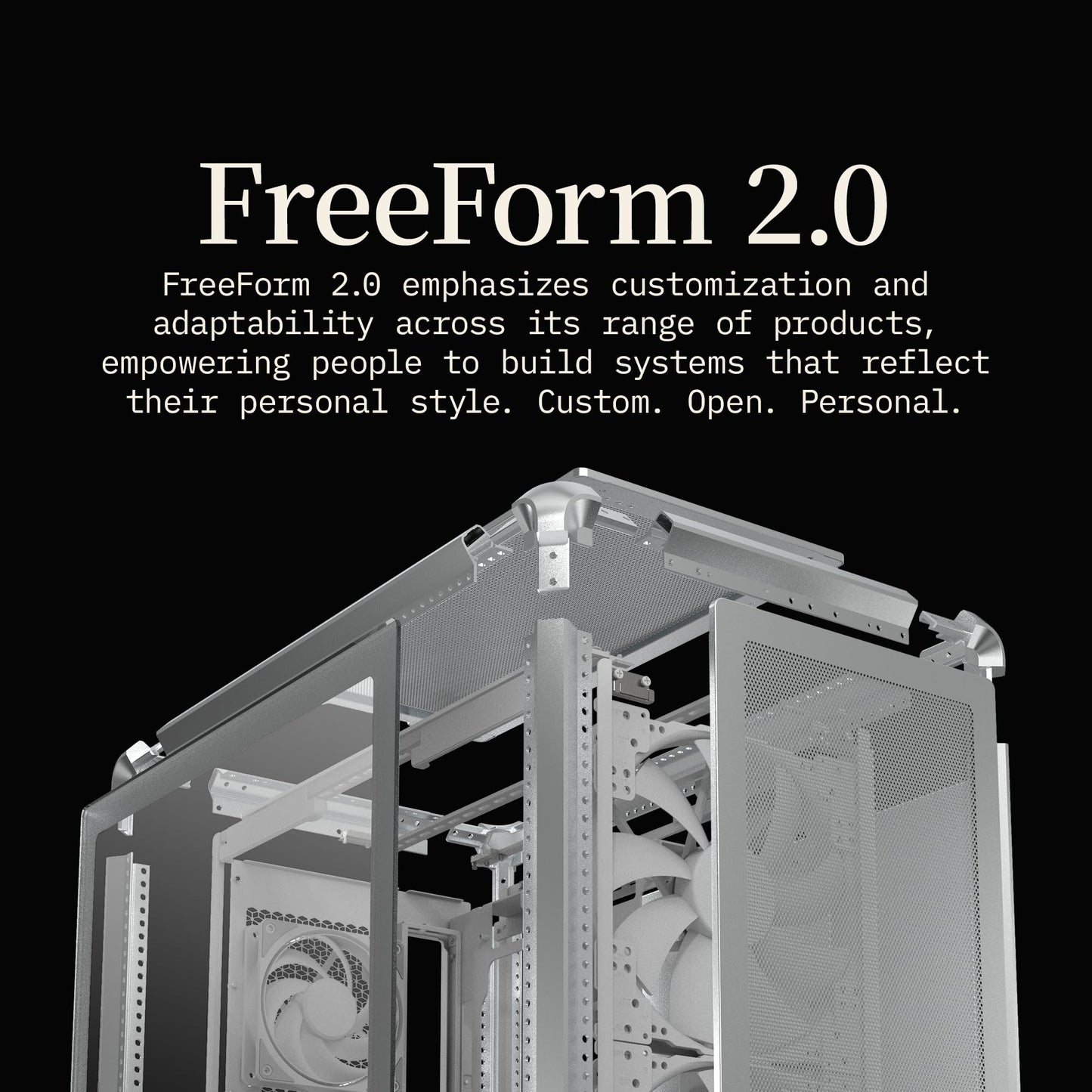 Cooler Master MasterFrame 500 Mesh ARGB ATX Mid-Tower PC Case - High Airflow Premium Aluminum Chassis, Powerful Dual 200mm Intake Fans, Modular Frame