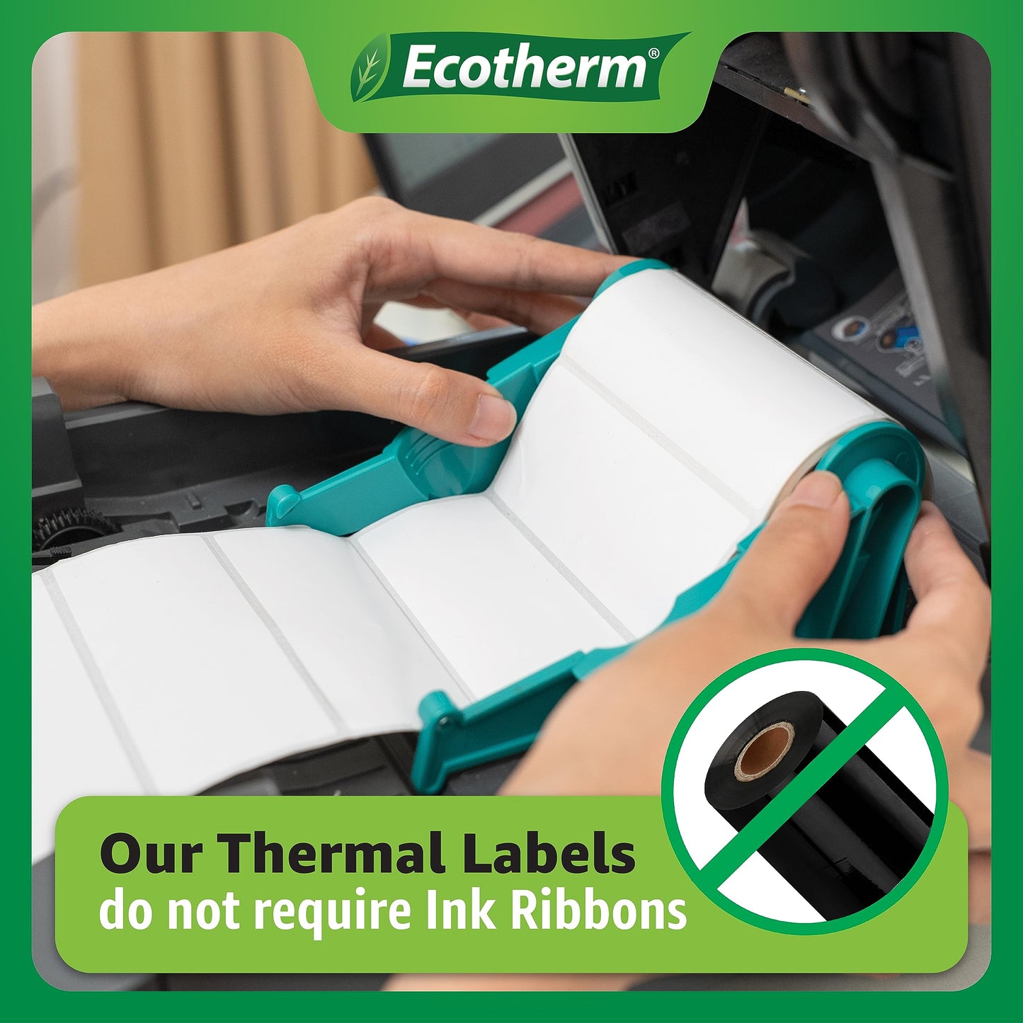 4" x 1.25" Thermal Labels | 6 Rolls | 12600 Labels | fits Zebra, Munbyn, Rollo, Godex, Arkscan, iDPRT, Offnova Thermal Label Printers and More | Blank