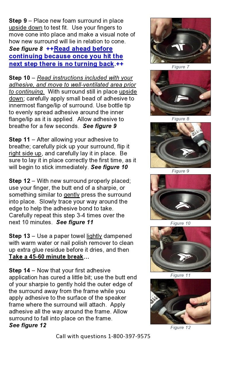 Cerwin Vega 15" Flat Attach Speaker Foam Surround Edge Repair Kit - 2 Speaker Kit - Compatible with Cerwin Vega D-9, DX-9, 152-WR, 15W-4, 15W-6, 154W