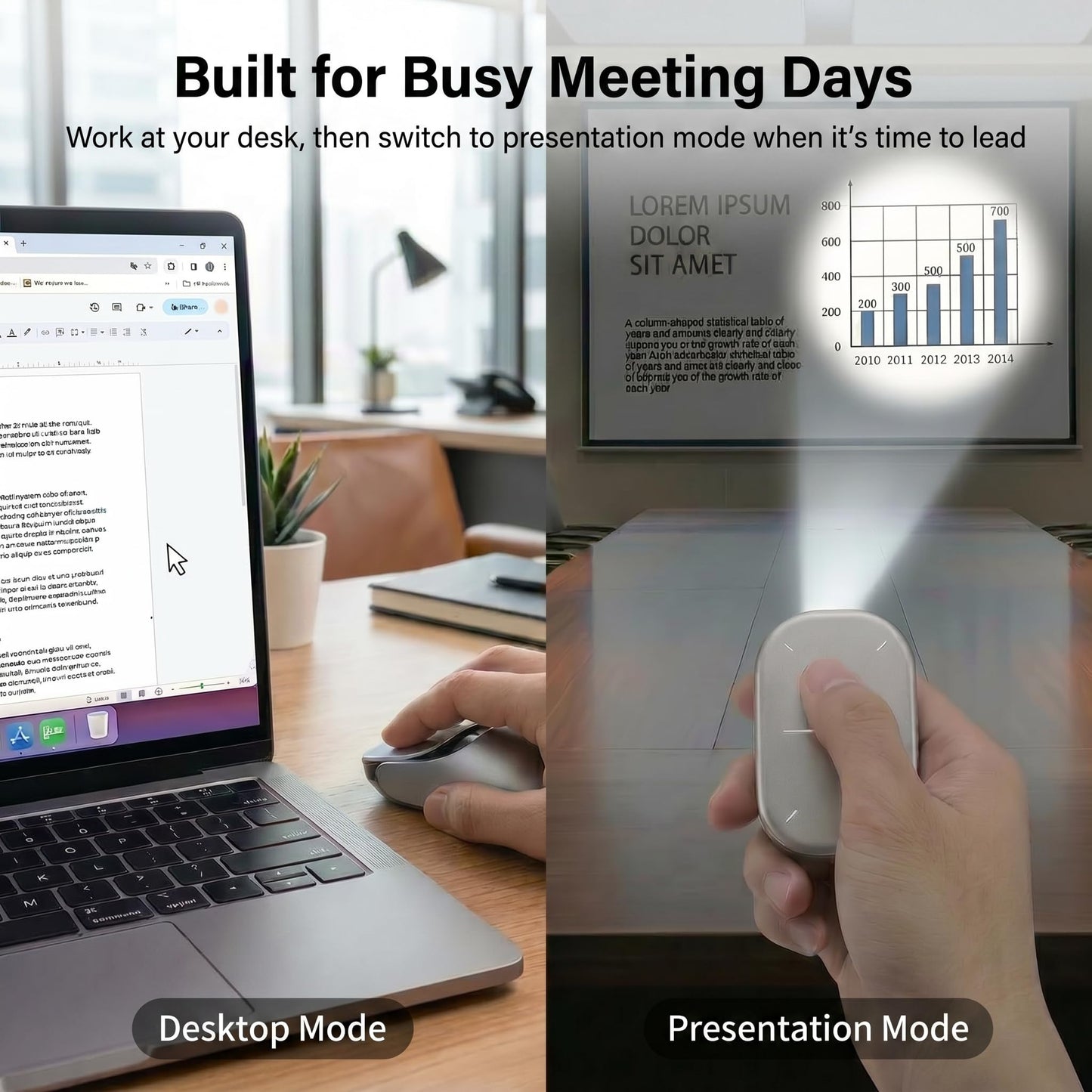 OIKKEI Wireless Productivity Mouse for Meetings & Presentations, Detachable Air Mouse with Recording, Transcription & Meeting Summaries, Bluetooth