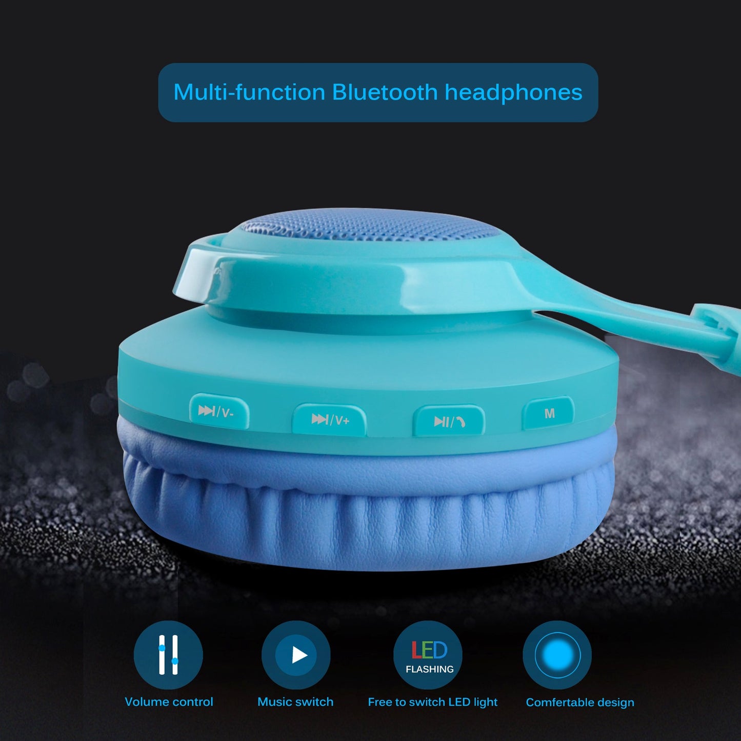 Riwbox WT-7S Kids Bluetooth Headphones, LED Light Up Wireless Foldable Stereo Headset with Microphone and Volume Control for PC/Tablet/TV/Travel…