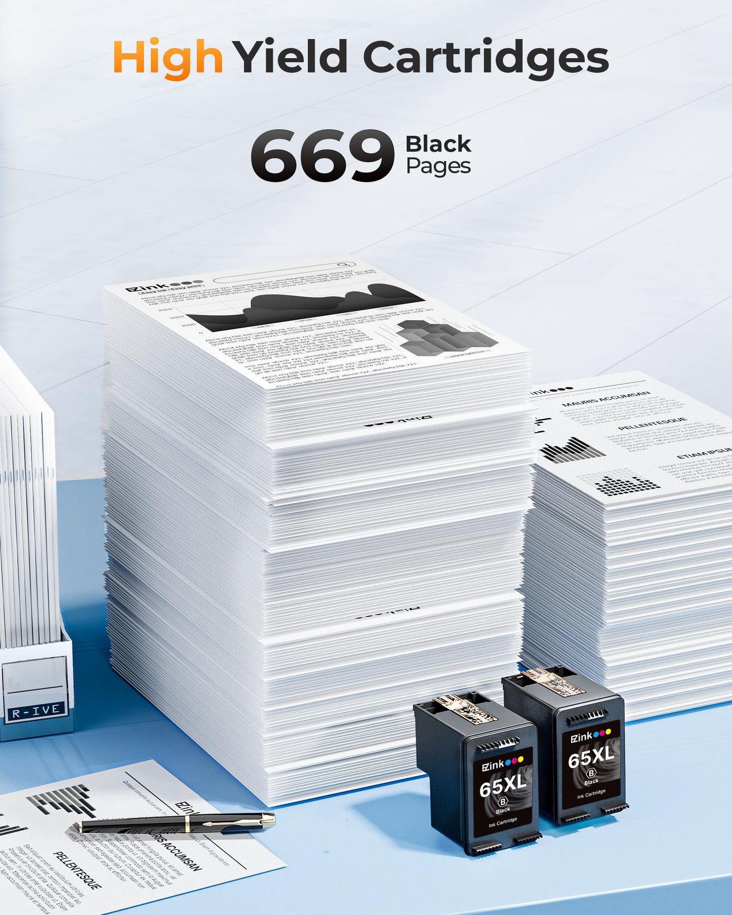 65XL Black Ink Cartridges Replacement for HP 65 65XL Ink Cartridge Black Work for Envy 5055 5052 5058 Deskjet 3755 3700 2600 3722 3772 3752 2652 2655
