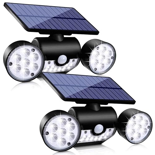 Ollivage Outdoor Solar Lights, 30 LED Solar Security Lights with Motion Sensor Dual Head Spotlights IP65 Waterproof 360° Adjustable LED Solar Motion