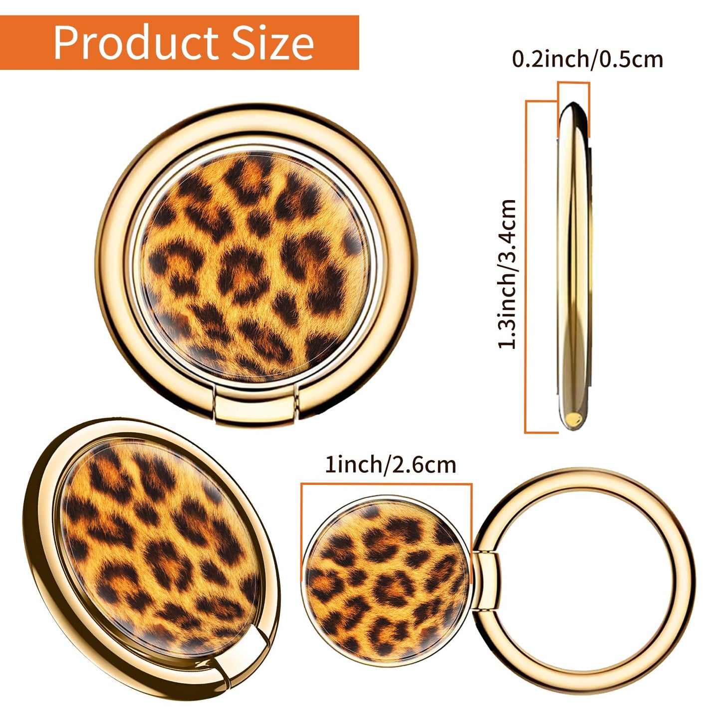 CVNBFJI Cell Phone Ring Holder, 360 Degree Rotation Cute Phone Ring Grip Stand, Funny Kickstand Accessories for Phones Luxury Brown Leopard