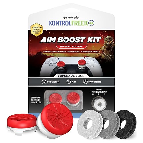 KontrolFreek Aim Boost Kit for PlayStation 5 (PS5) and PlayStation 4 (PS4) Controller | Includes Performance Thumbsticks and Precision Rings | Inferno
