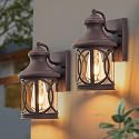 Laplusbelle 2-Pack Outdoor Wall Lights, Porch Lights, Waterproof Outdoor Wall Sconce, Exterior Light Fixture Bronze Finish with Clear Glass Shade