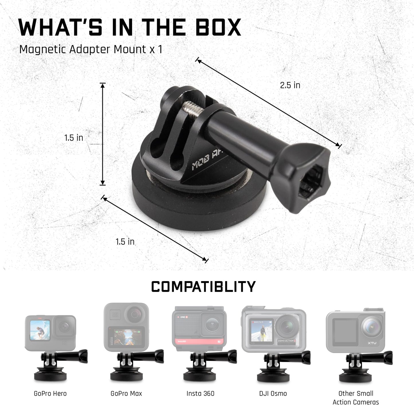Mob Armor Action Camera Direct Mag - Magnetic Car Mount, Aircraft-Grade Material, Compatible w/GoPro Hero, GoPro Max, DJI Osmo, & Any Action Cameras
