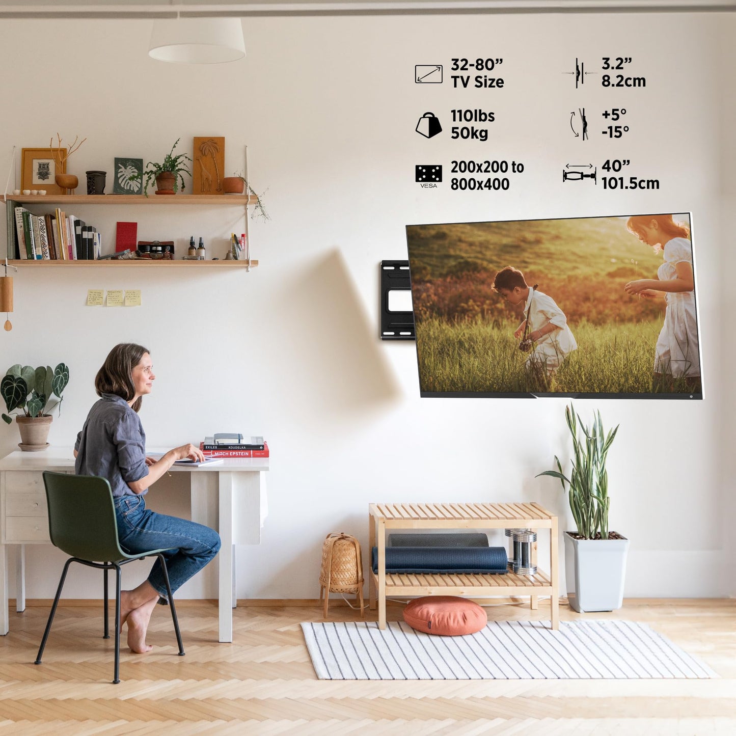 ProMounts Premium Articulating/Full Motion TV Wall Mount with 40 Inch Extendable Long Arm for TVs for 32-80 Inch LED, LCD Plasma Flat and Curved TV