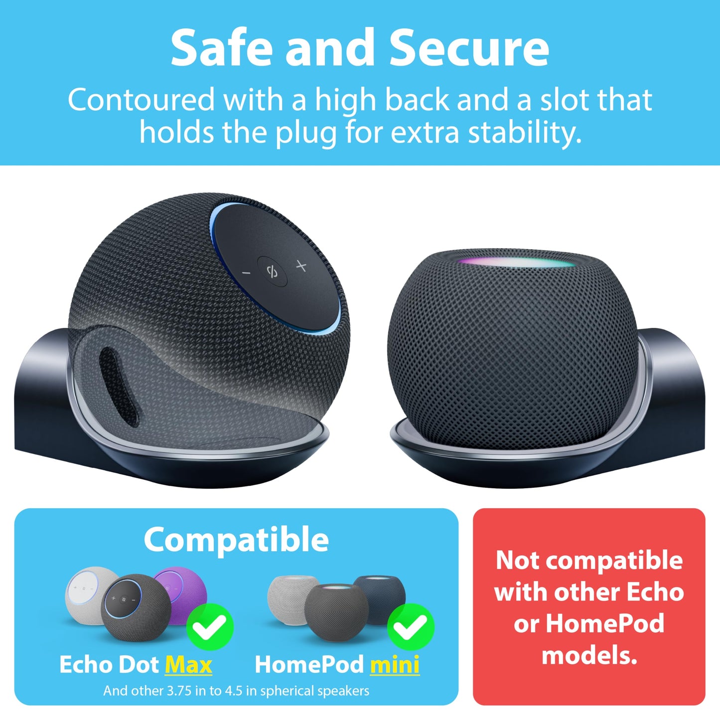 TotalMount - Premium Wall Mount for Echo Dot MAX, HomePod Mini, and More (Easy Installation, Soft Liner, and Secure Fit)