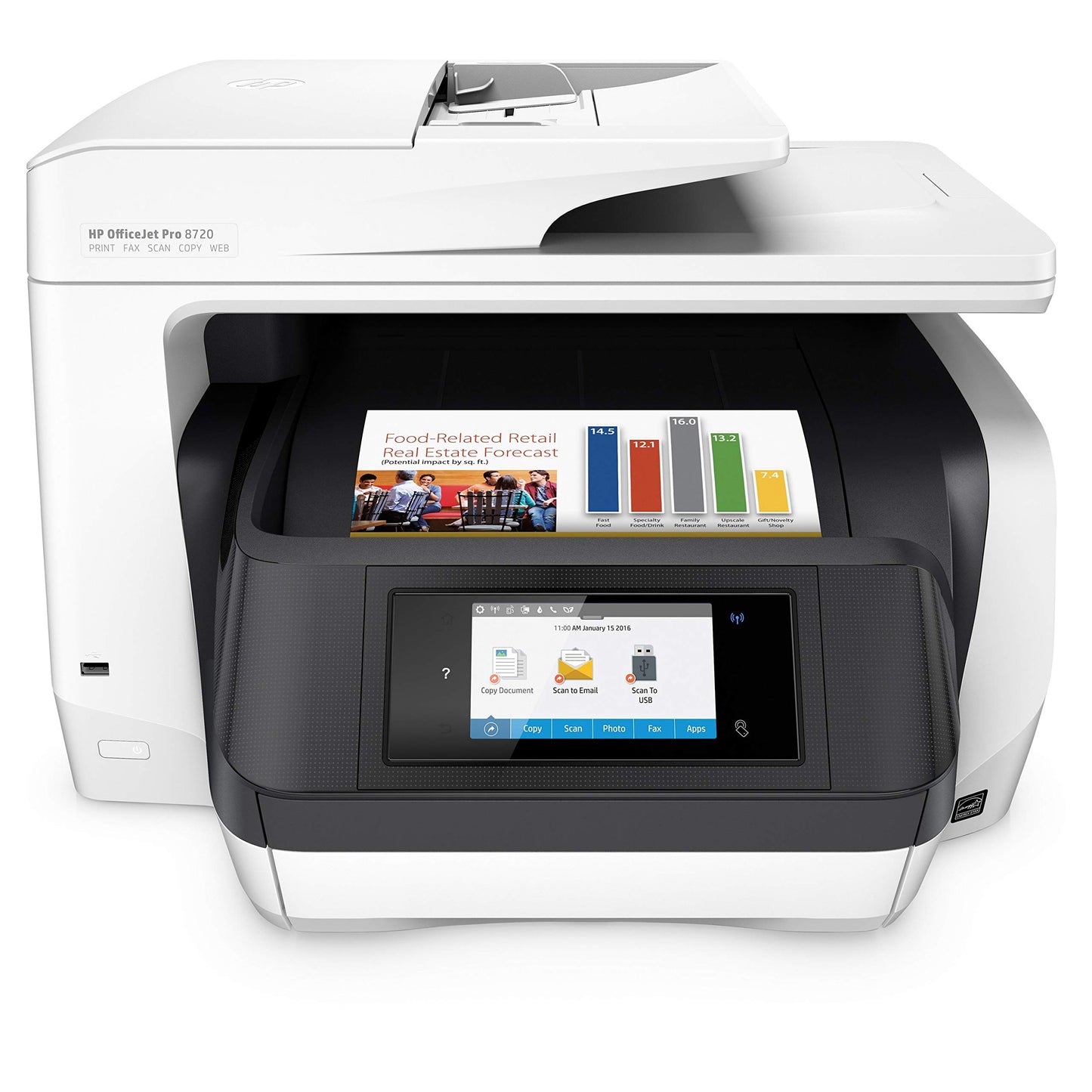 HP OfficeJet Pro 8720 All-in-One Wireless Printer, Instant Ink or Amazon Dash Replenishment Ready - White (M9L75A)