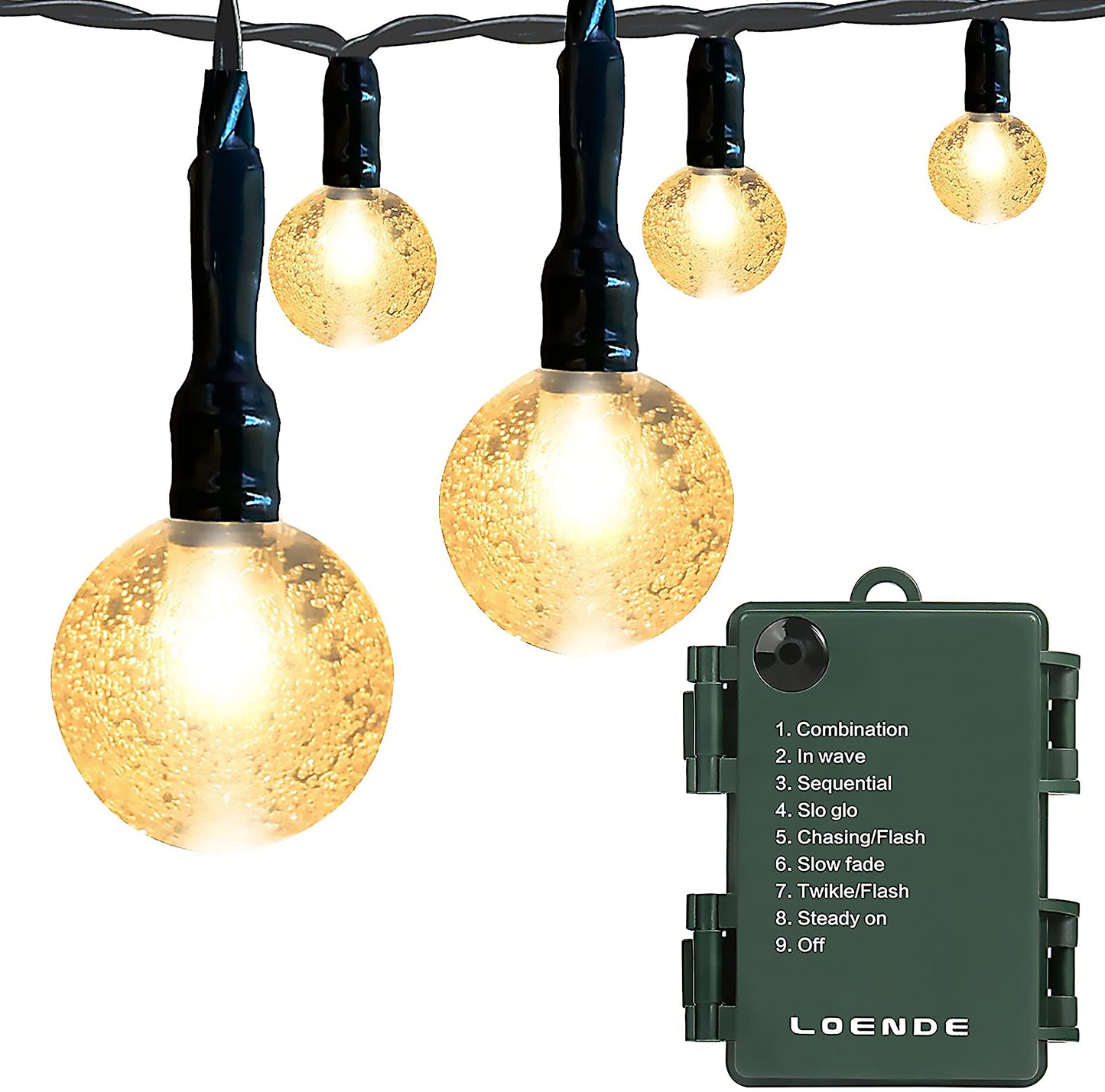 LOENDE Battery Operated Globe String Lights, Crystal Globe String Lights 16ft 30 LED 8 Modes Waterproof String Lights with Timer for Backyard Garden