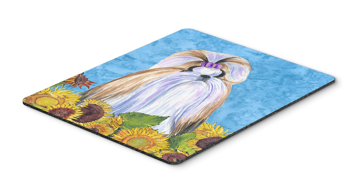 Caroline's Treasures SS4234MP Shih Tzu in Summer Flowers Mouse Pad, Hot Pad or Trivet for Home Office Gaming Working Computers Laptop Mouse