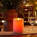 Luminara Outdoor Flameless LED Coloring Changing Candle Melted Edge 3.75" x 5.3" Real Moving Flame Battery Operated Timer Plastic Weather-Resistant
