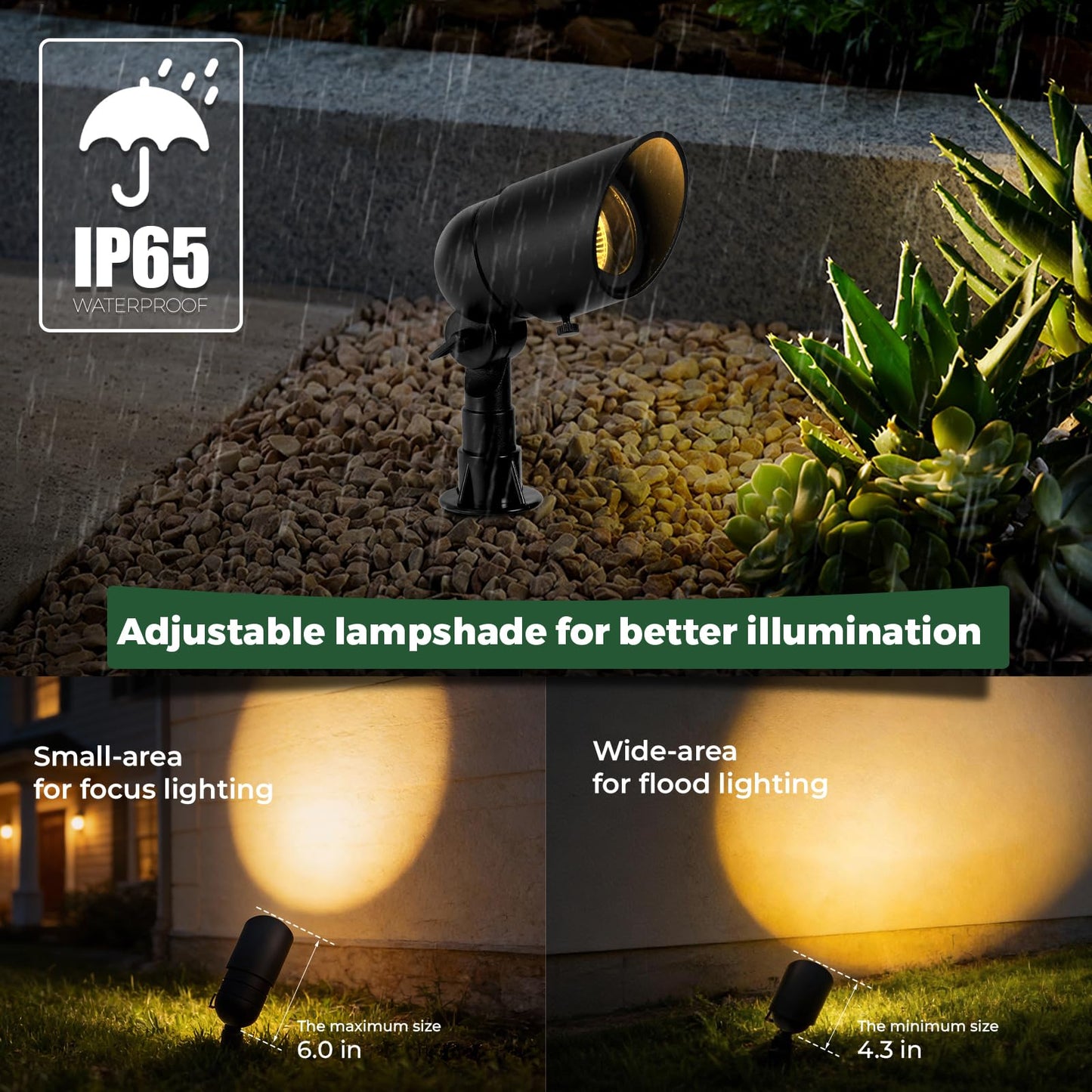Gardencoin Low Voltage Landscape Spotlight, 12V LED Outdoor Landscape Lighting, Landscape Spot Lights Wired for Garden and Yard, Aluminum Up Lighting