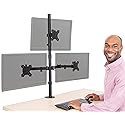 Stand Steady Triple Monitor Desk Stand with Clamp-On Base, for Home or Office Use, Height Adjustable Computer Monitor Stand with Full Articulation