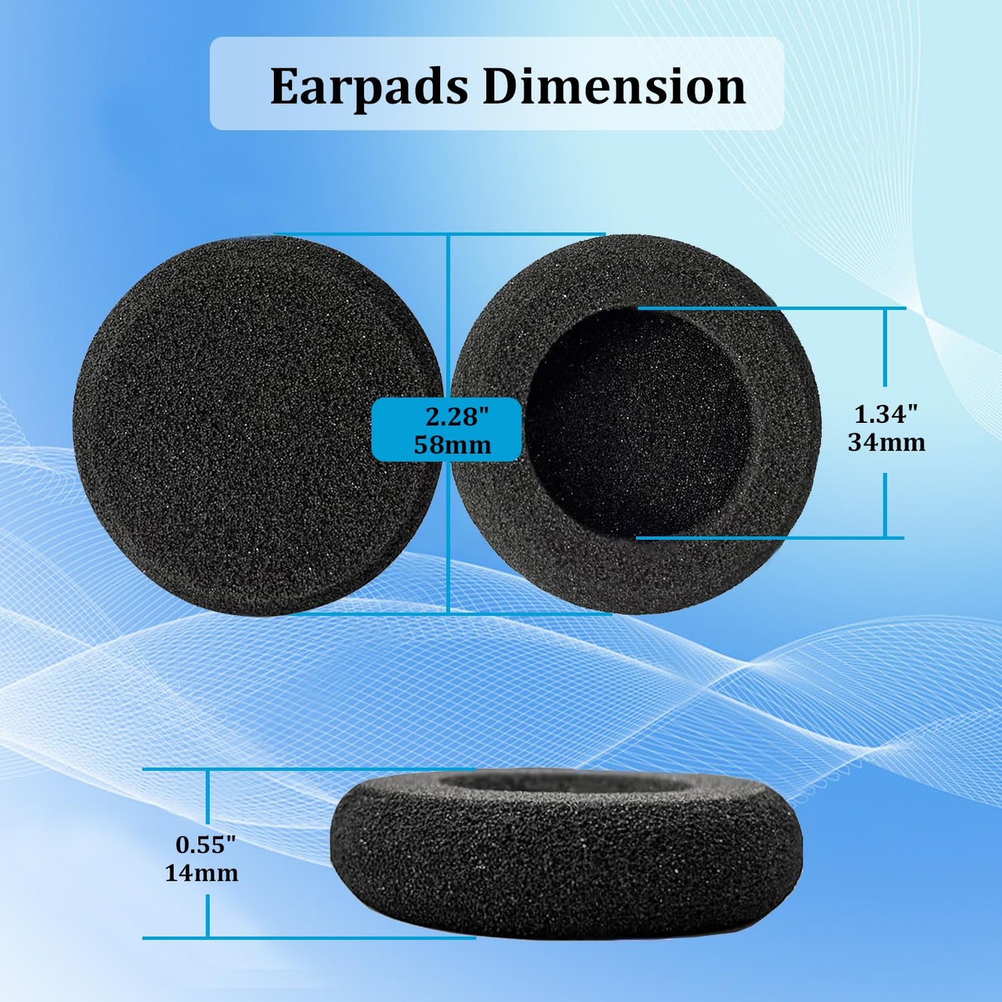 Ear Pads Replacement for B250-XTS Bluetooth Headset, Foam Ear Cushions Compatible with VXI BlueParrott B250-XTS B250-XT B250 B150 Headsets (4 Pack)