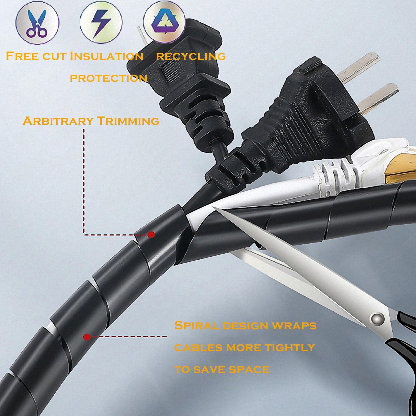 MyyYiTar 1 inch-5.5ft Spiral Wrapping Cable Winding Coiled Cord Bundle Sleeve Hose Tube Cover for Computer/TV/USB Electrical Wire Management Organizer