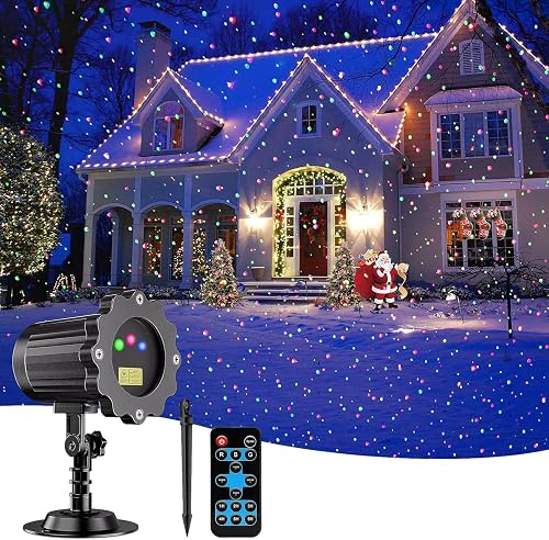 FLITI Laser Christmas Projector Lights Outdoor, Waterproof Christmas Decorations Moving Stars Light Show, Remote Control Timer, Holiday Projector