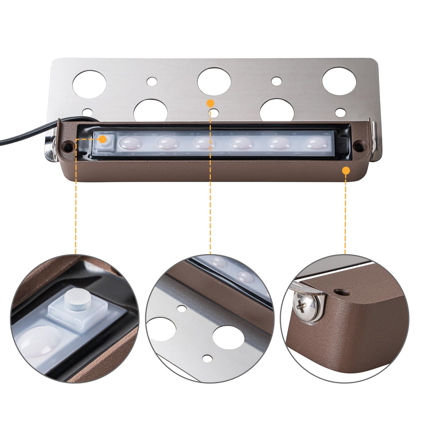Laplusbelle Low Voltage LED Step Lights 4 Pack, 7 Inch Landscape Lighting for Deck, Stairs & Pathway, 5CCT Adjustable 2700K-6500K, Waterproof Outdoor