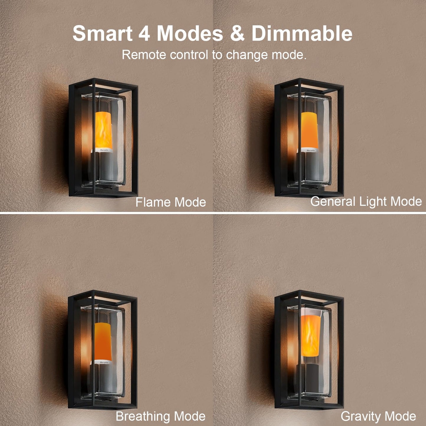 Morsatie Upgraded LED Flame Light with Upside Down Effect, Remote Timer & 4 Modes, Rechargeable Battery Operated Waterproof Flameless Candles