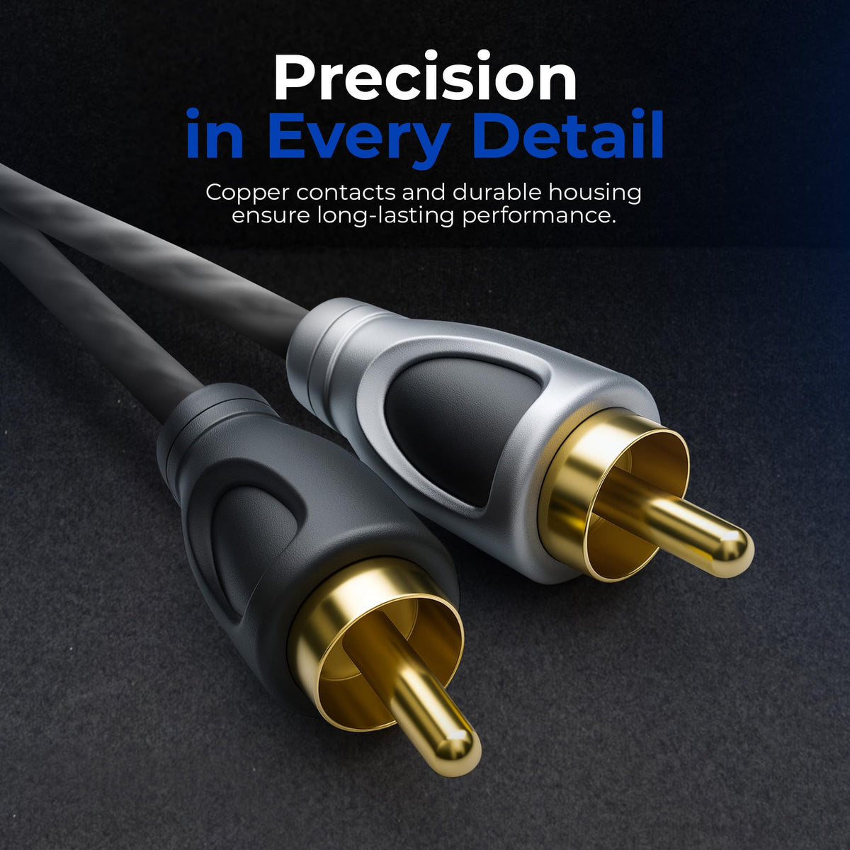 DEEJAYLED 3-Ft RCA Cable - RCA Male to RCA Male Audio Cable, EMI Protection, Flexible Soft Touch Construction, Suitable for Car Audio, Turntables, Amplifiers, Receivers, Cd Players, and Subwoofers