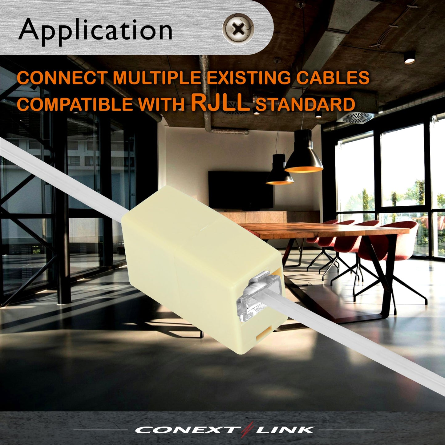 Conext Link 1pc RJ11 6P4C 4 Wire Coupler Female-F Phone Telephone Cable Cord Joiner Adapter (Beige) (33320)