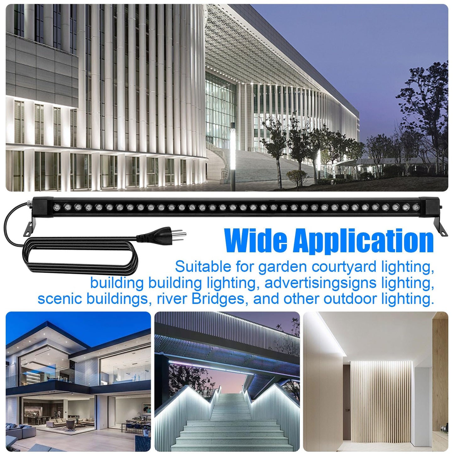 2 Pack Outdoor Wall Washer Lights ,72W 5000K Daylight White Wall Washer Lighting,IP67 Waterproof 4ft 120V Linear Led Wall Light Bar for Outdoor Indoor