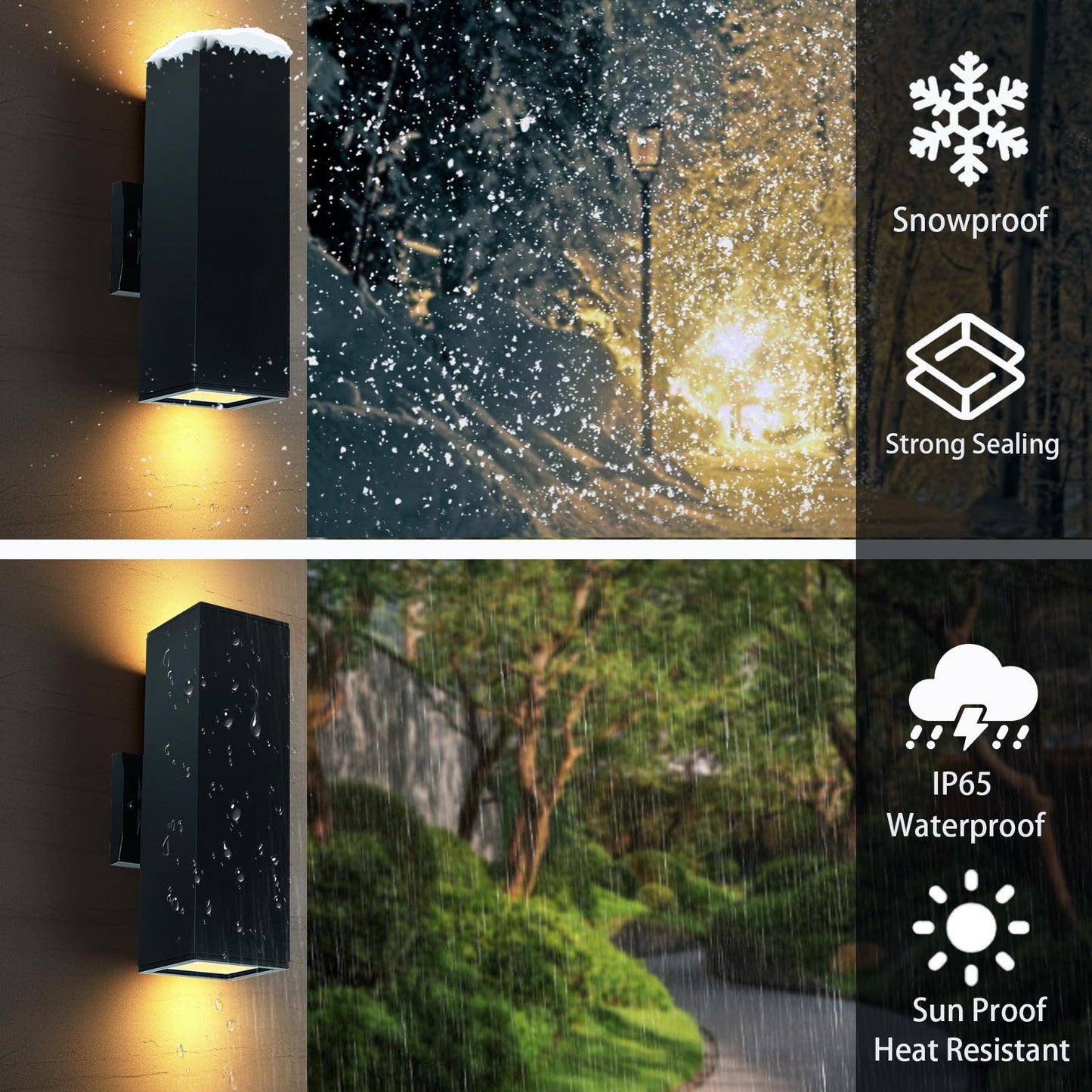 iYogaled Up Down Outdoor Wall Lights, Dusk to Dawn Outdoor Lighting Fixtures Wall Mount, Matte Black Front Porch Light, Outdoor Wall Lantern