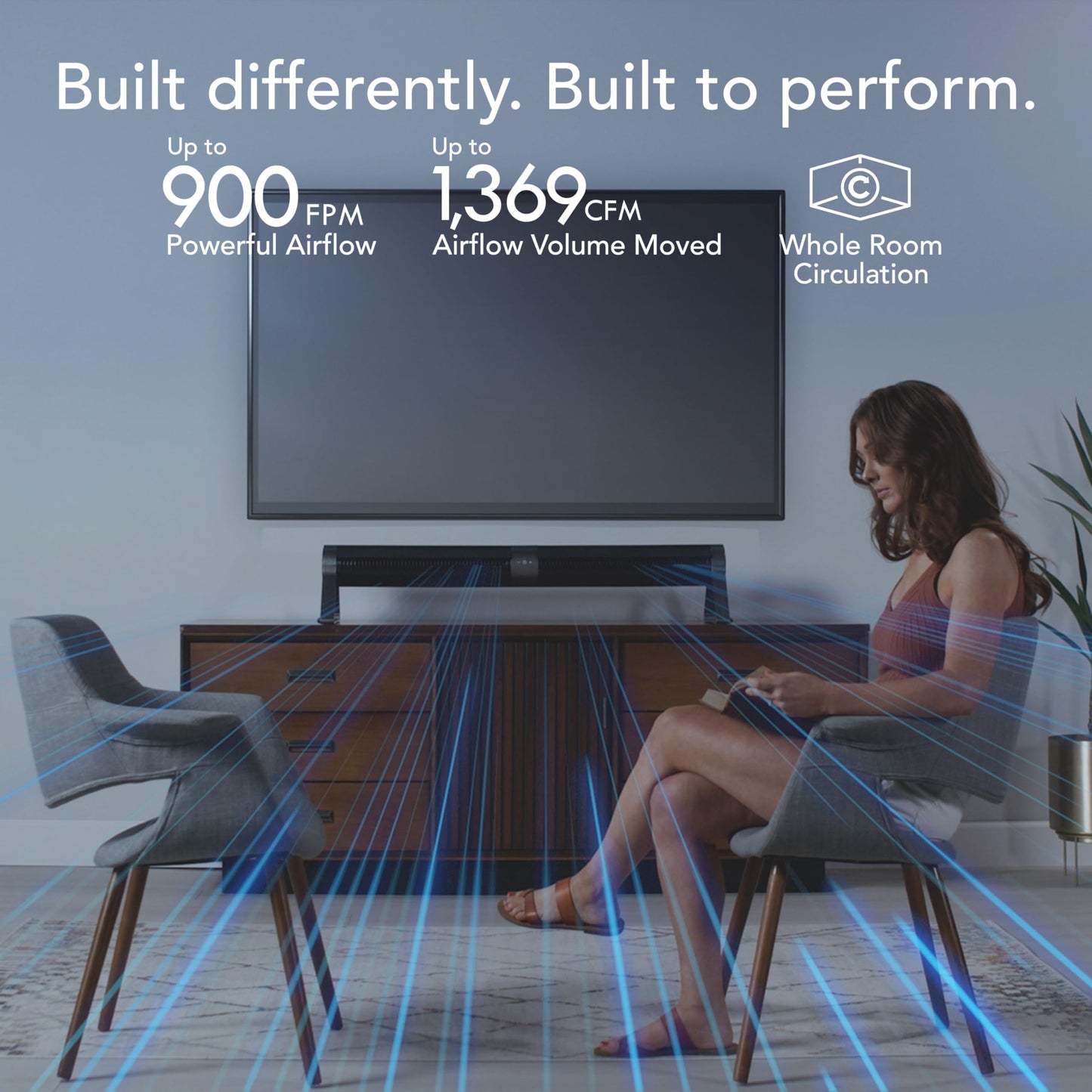 Vornado Airbar 6 Tower Fan and Horizontal Air Circulator with Remote Control, 44-Inch, 3 Speed Settings, Multi-Directional Airflow, Touch Control