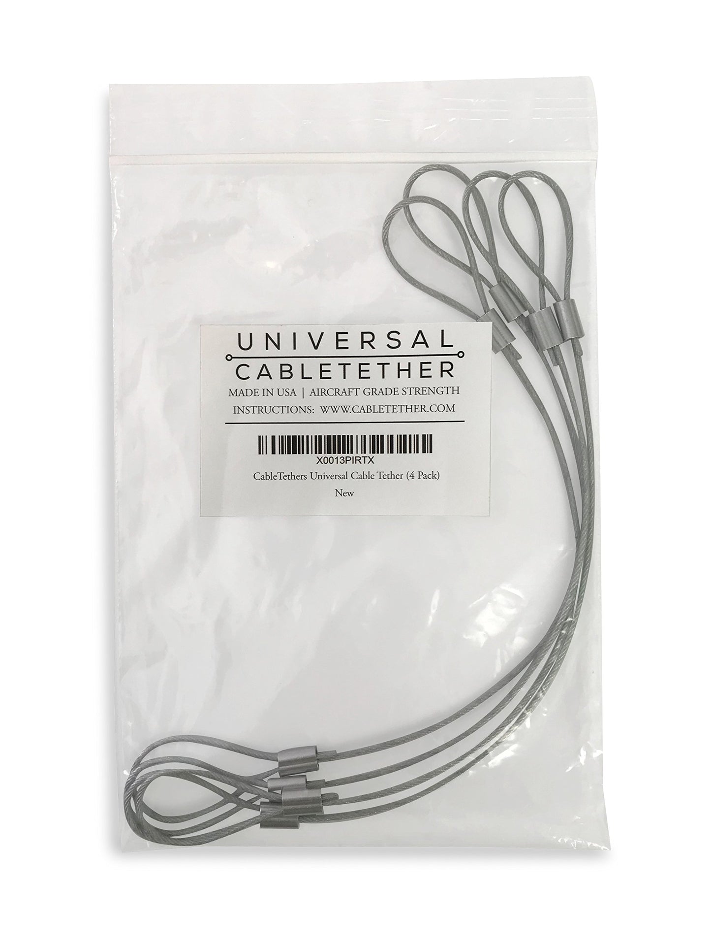 Universal CableTether - Cable Tethers (4 Pack) - Adjustable, Pre-Assembled, Secure Conference Display Adapters, Mac Adapters, VGA Adapters