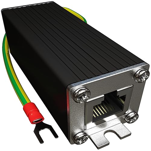 Ethernet Surge Protector / 2.5 Gigabit PoE++ 150W / Gas Discharge Tube + Silicon Avalanche Diode/Mounting Ears/Shielded RJ45 Lightning Suppressor/LAN