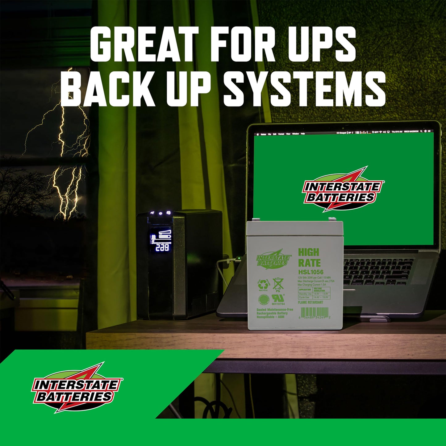 Interstate Batteries 12V 5Ah High Rate Battery (F2 Terminal) SLA AGM VRLA Fireproof Rechargeable Replacement for UPS Systems, Servers, Backup Power…