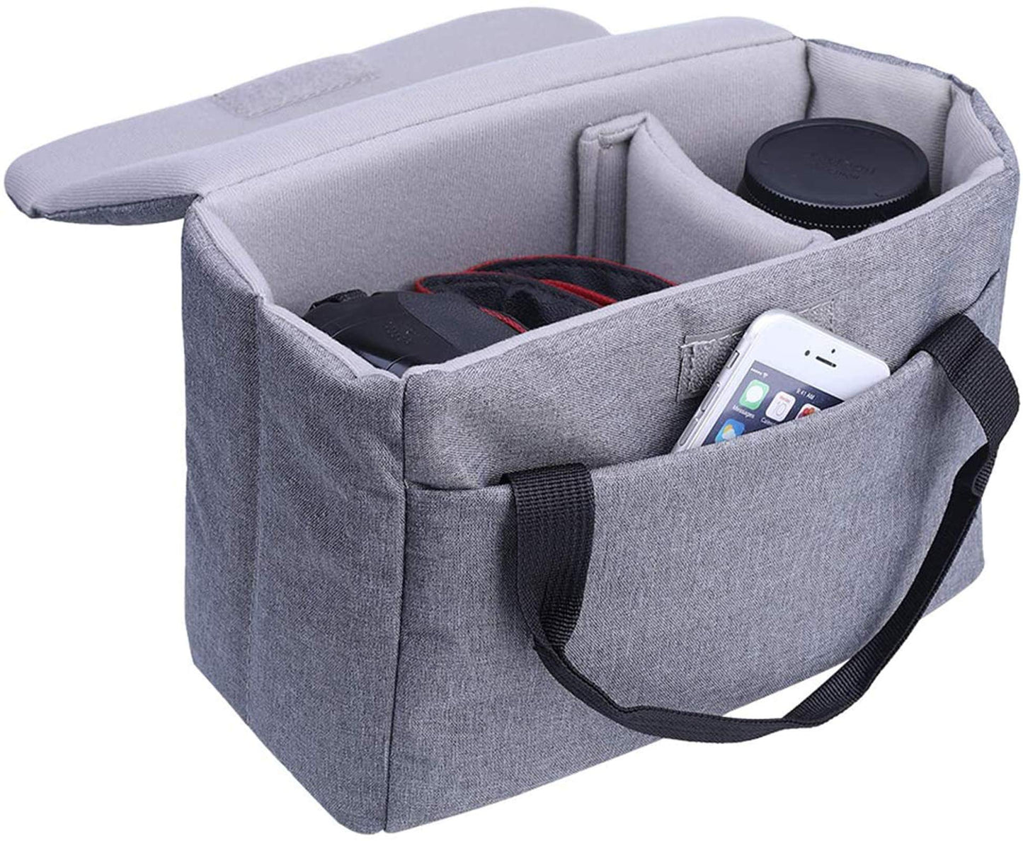 BOMKEE Camera Inserts Protective Bag Padded Insert Camer Cube Water Resistant DSLR SLR Case Foldable Liner for Sony,Canon,Nikon,Olympus Camera Lens