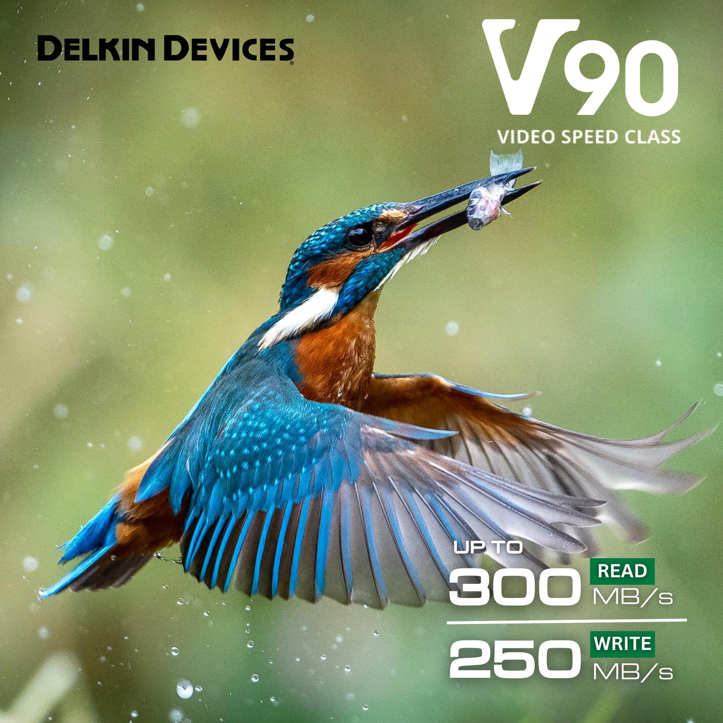 Delkin Devices Power 32GB SDHC UHS-II (U3/V90) Memory Card - 300MB/s Read, 250MB/s Write | High-Performance Card for 8K, 4K, HDR, 360º Video