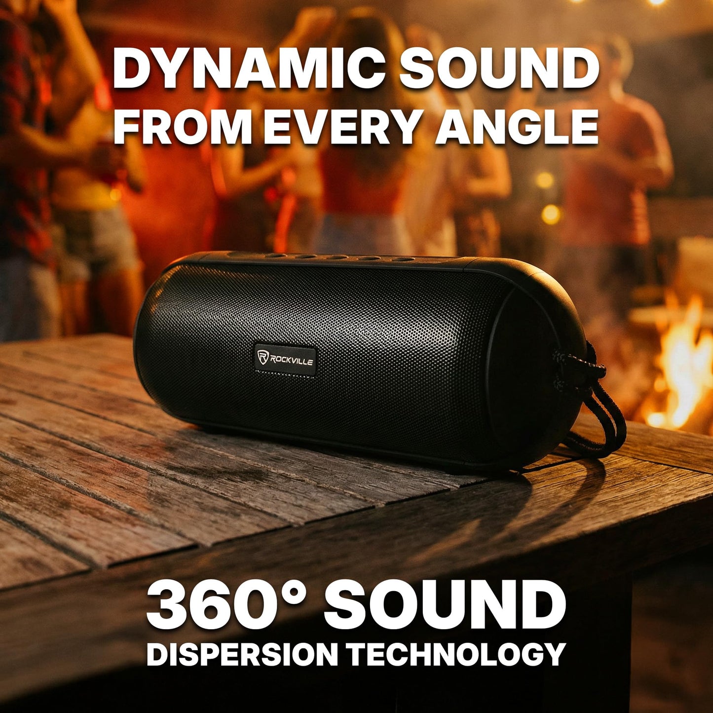 Rockville RPB25 40W Peak/15W RMS Portable Bluetooth Speaker, TWS Stereo Pairing, USB/SD/Aux/FM, Micro USB Charging, Water-Resistant, for Outdoor